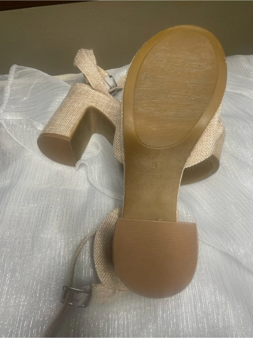 Journee Collection Neutral Linen-Look Platform Sandals